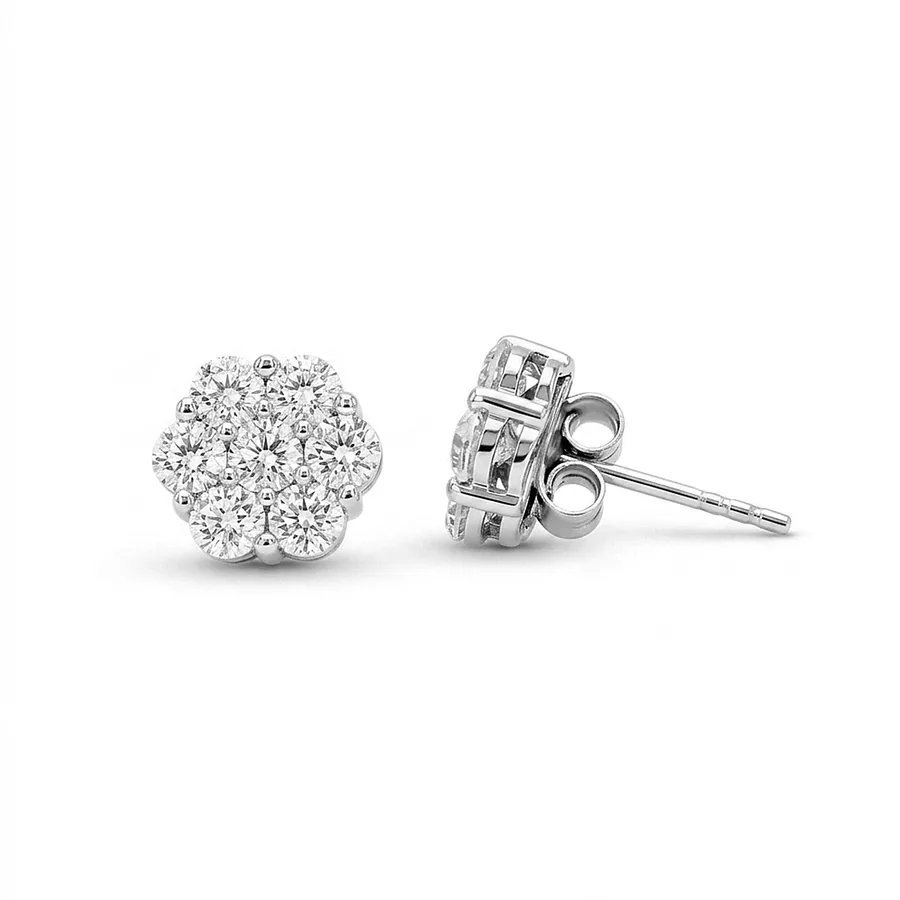 MEORA Eclat Cluster Studs silver earrings by Silver Oaks