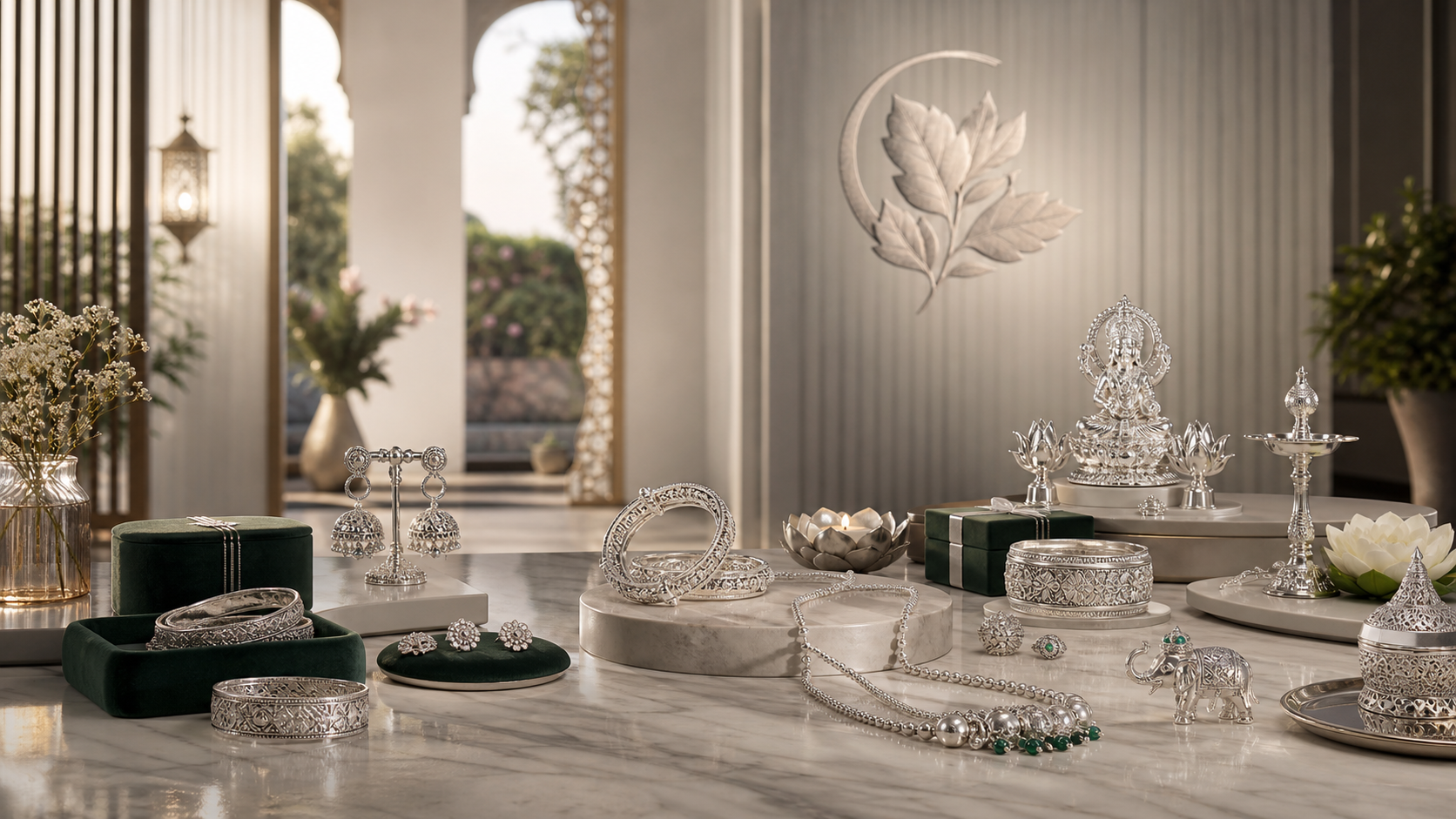 Silver Oaks jewellery collections in a modern silver showroom